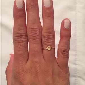 Gold hammered “a” ring